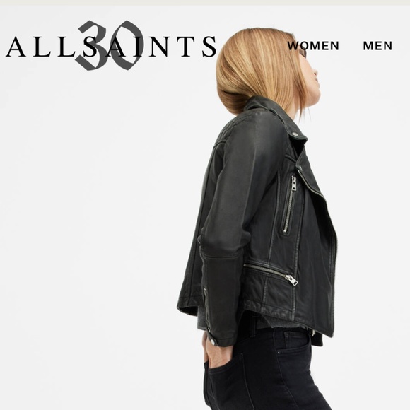 bestselling all saints cargo distressed moto leather jacket - black, size S (US4 - Picture 4 of 9
